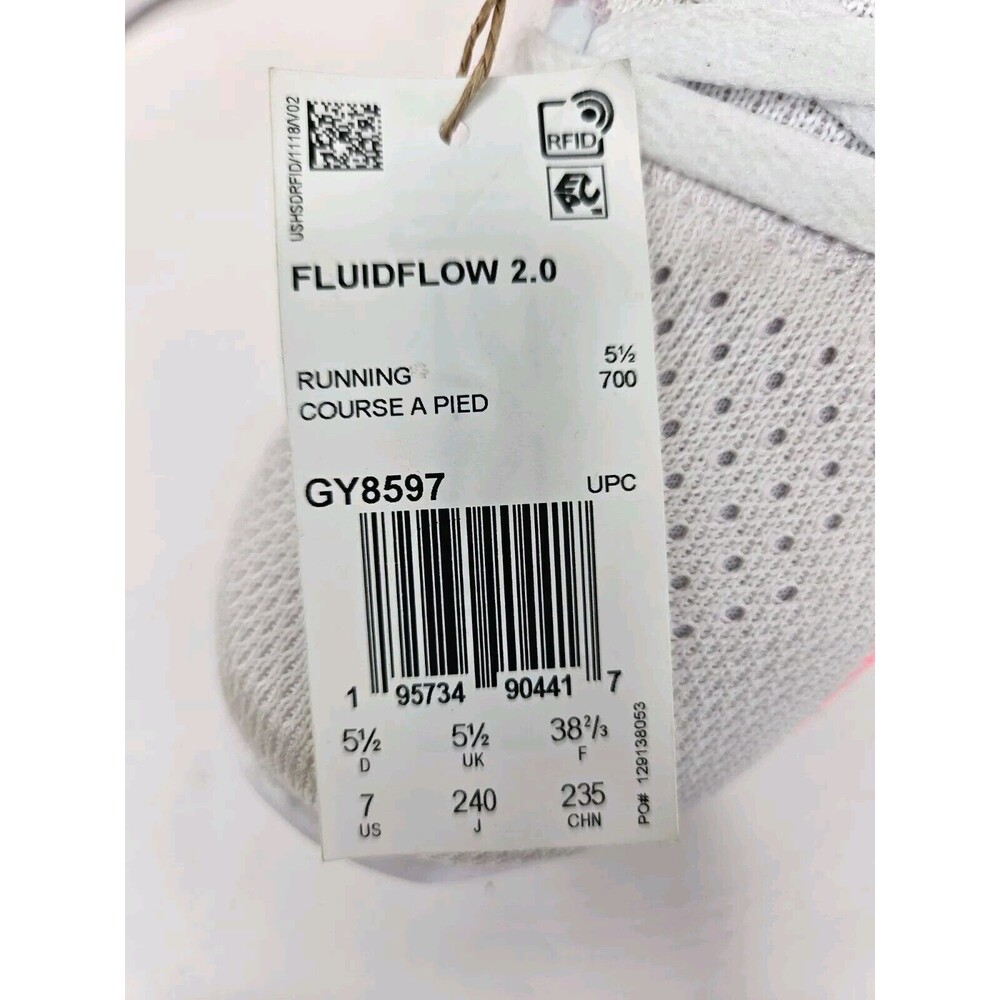 Adidas Women's White/Orange Sneaker Fluid Flow 2.0 Running Size 7 US Lightweight - Picture 2 of 8